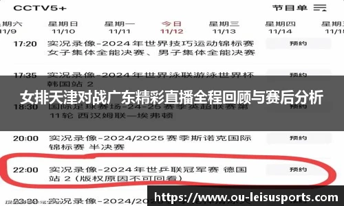 女排天津对战广东精彩直播全程回顾与赛后分析